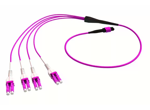 Fan-out MPO8(f) - 8x LC/PC uniboot, 5 m MM 50/OM4, ø3 mm Erika Violet 