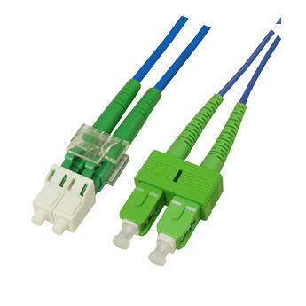 P-SM9-D2B-LCA-SCA-02 Fiberworks AS  Snor SM DPX LC/APC-SC/APC 2 m 9/OS2 G.657.A2 2x &#248;2mm Bl&#229;