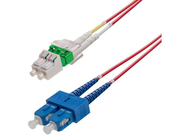 Snor SM DPX LC/APC-SC/UPC 15 m 9/OS2 G.657.A2 2x ø2mm Rød 