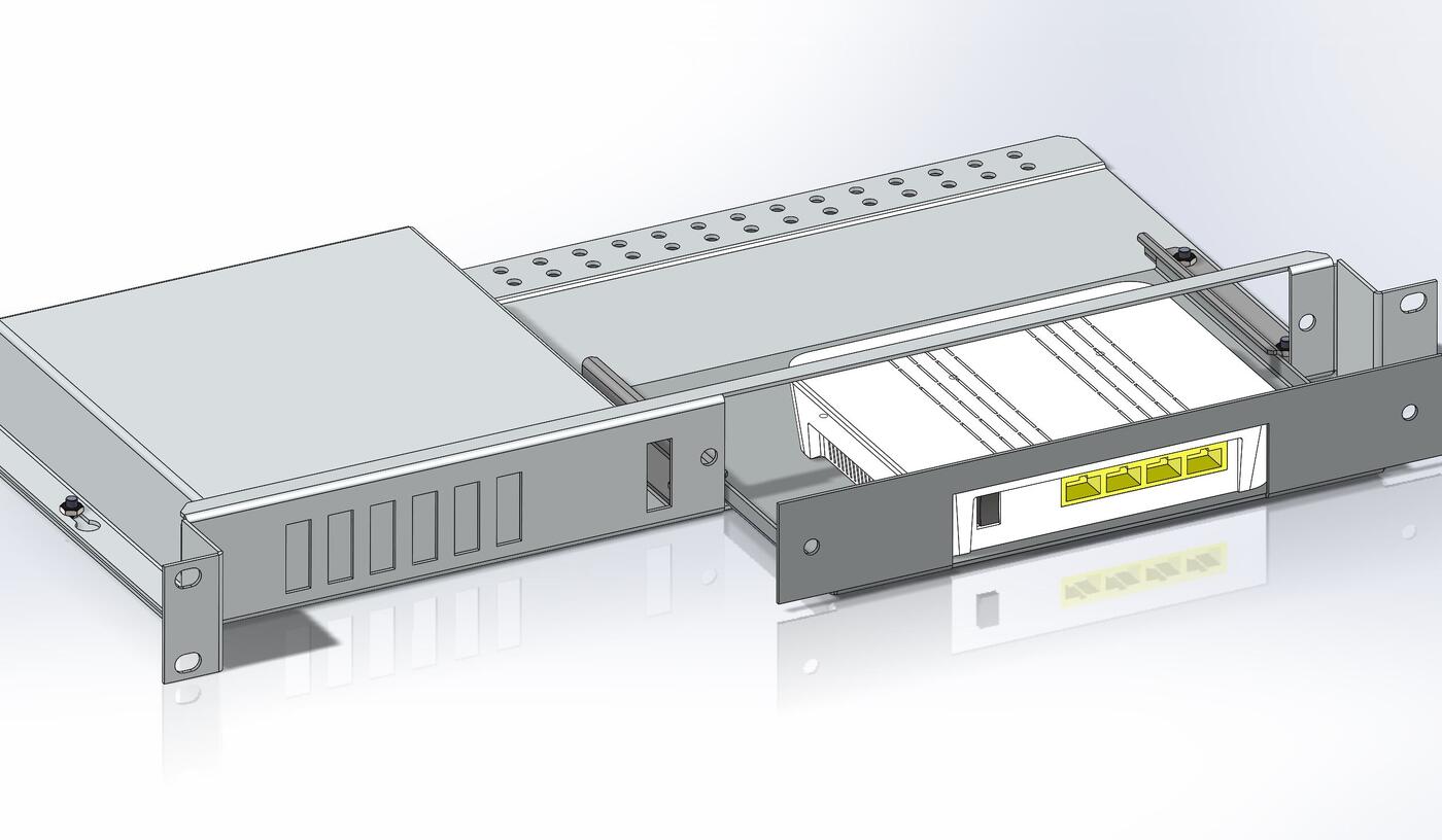 SP-ODF-HYLLE-BRED-K2   19&quot; 1U Mini ODF aluminium, med inst.sett For 6 SC-DPX/LC-QUAD og mediakonverter