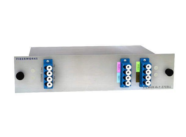 Fiberworks 4 ch. CWDM Mux+Demux for 100G 1271-1331 nm low loss + 1550WB, LC/UPC