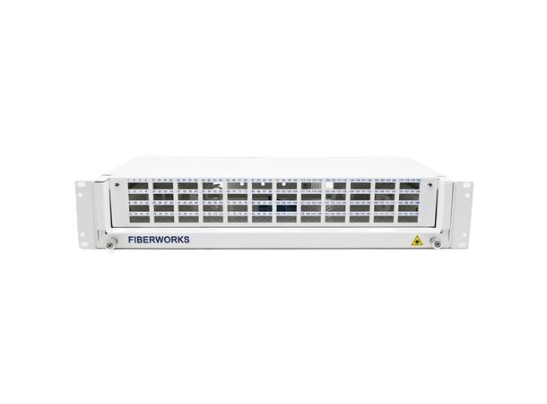 19"/ETSI 2U panel for 48 LC-QUAD (192F) Teleskopskinner, med installasjonssett 