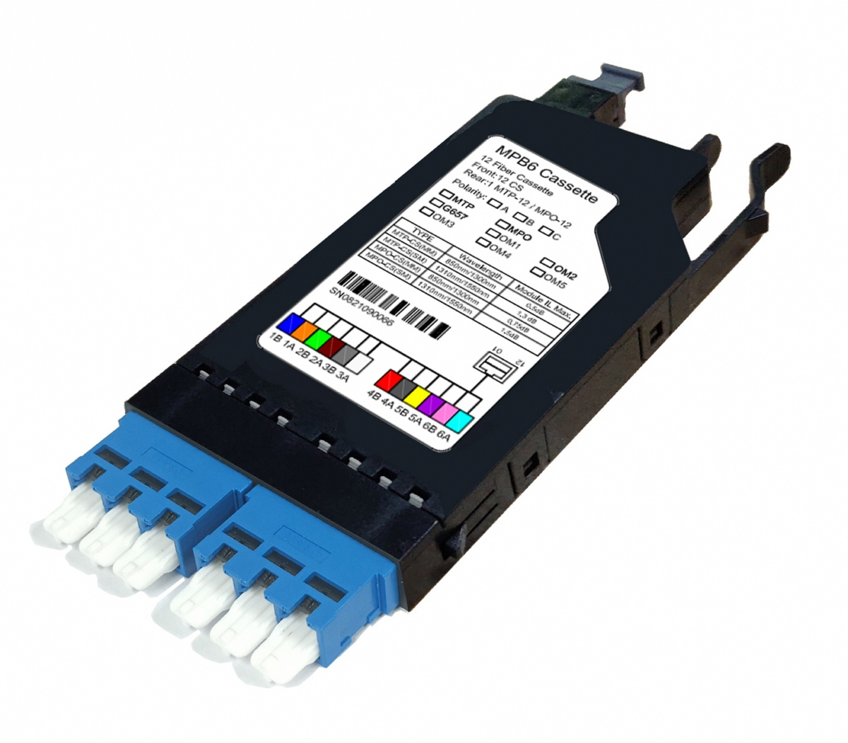 MPB6-KEA1-1M1Ma12CU Fiberworks AS  MPB6 Modul MPO12(M)-12xCS/UPC SM OS2 G.657.A1 fiber. Elite Low Loss. B60
