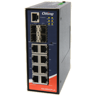 ORing GigE 8x 10/100/1000TX +4x SFP Managed Switch, Rugged, 12-48VDC