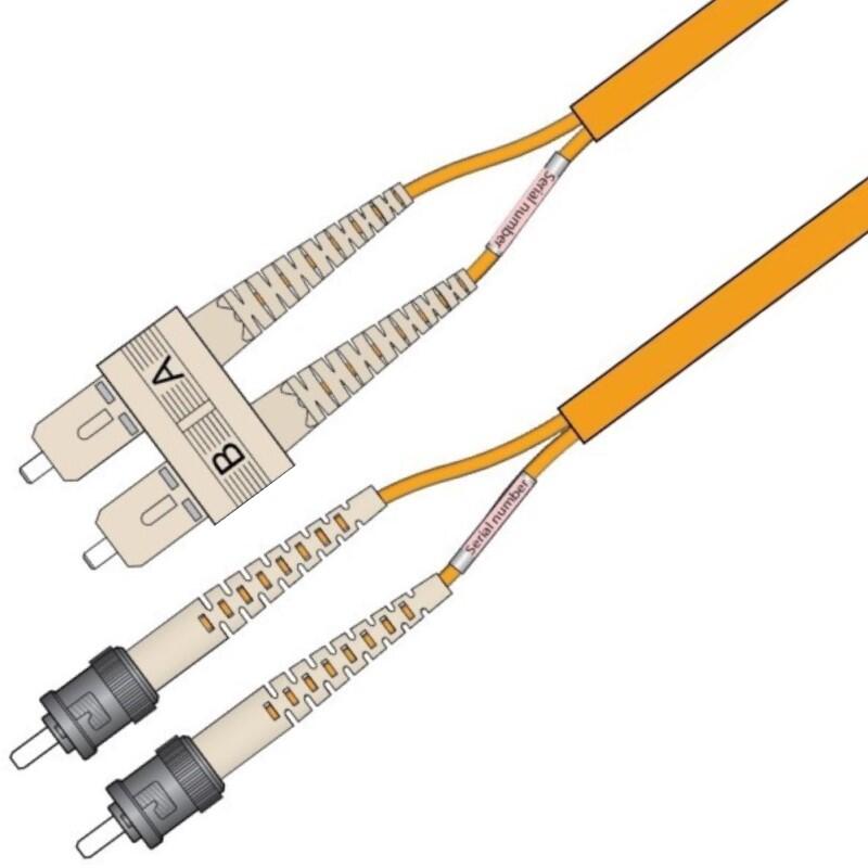 P-OM1-D5O-SCP-STP-03 Fiberworks AS  Snor MM DPX Forsterk SC/PC-ST/PC 3 m 62,5/OM1 3x5mm Oransje