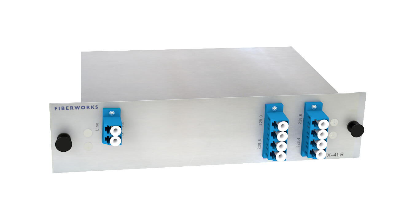 F-OMUX-4LB-LU Fiberworks AS  Fiberworks 4 ch. O-band DWDM Mux+Demux O-band 228.4-229.0 THz, 200GHz, LC/UPC