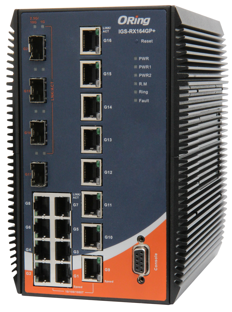 ORING-IGS-RX164GP+  IGS-RX164GP+ ORing GigE 16x10/100/1000+ 4xSFP 10GBase Managed Industrial Switch