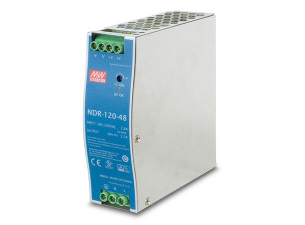 Strømforsyning 48VDC, 120W For DIN-skinne montasje 
