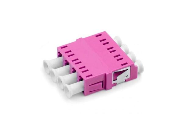 Adapter MM LC-QUAD OM4 Erika Fiolett Med flens, metall klips, keramisk hylse 