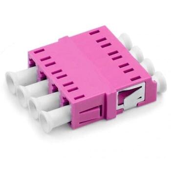 ADA-LCQUADEV-W Fiberworks AS  Adapter MM LC-QUAD OM4 Magenta With flange, metall clip, Zr. sleeve
