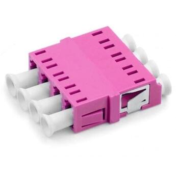 ADA-LCQUADEV-W Fiberworks AS  Adapter MM LC-QUAD OM4 Magenta With flange, metall clip, Zr. sleeve