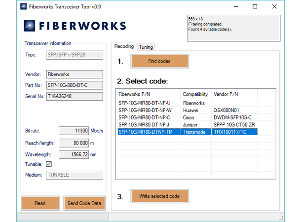 Fiberworks transceiver coder QSX-F v3 for SFP/XFP/QSFP, incl. QSFP-DD