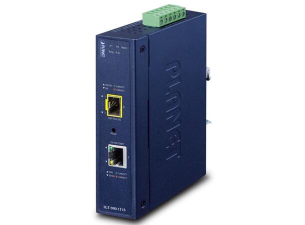 IGT-900-1T1S DC GigE Media Converter SFP-RJ45, 12-48V DC, ind.temp., managed 