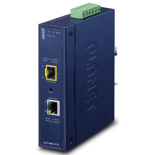 MC-PLANET-IGT-900-11 PLANET IGT-900-1T1S IGT-900-1T1S DC GigE Media Converter SFP-RJ45, 12-48V DC, ind.temp., managed