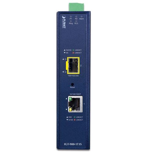MC-PLANET-IGT-900-11 PLANET IGT-900-1T1S IGT-900-1T1S DC GigE Media Converter SFP-RJ45, 12-48V DC, ind.temp., managed