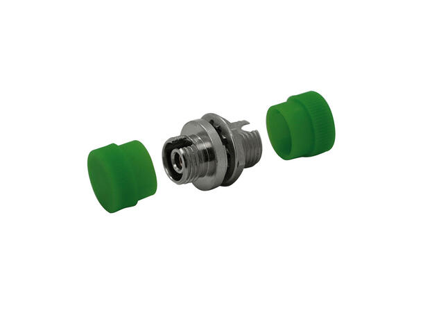 Adapter SM FC/APC-R, Green Dustcap Metall, R-key, D-hole, Zr. sleeve 