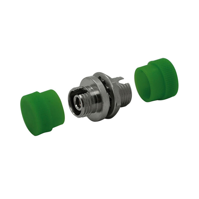 ADA-FCAPCUZR02-D Fiberworks AS  Adapter SM FC/APC-R, Green Dustcap Metall, R-key, D-hole, Zr. sleeve