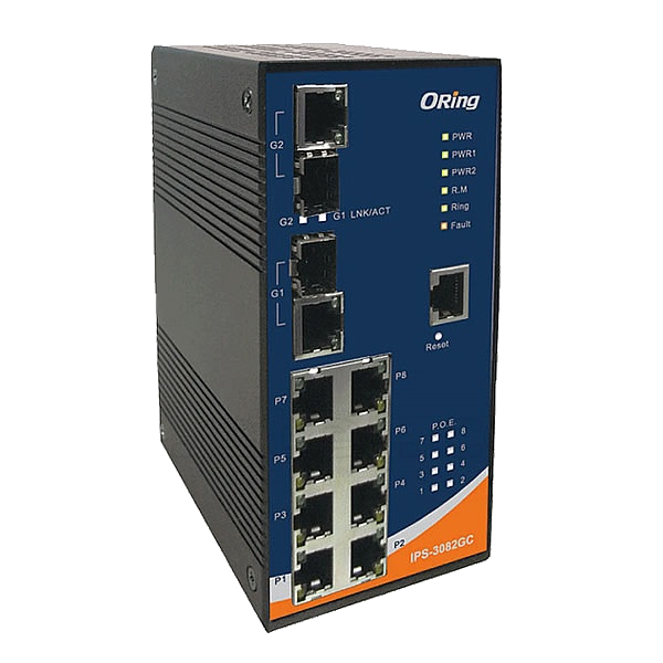 ORING-IES-3082GC ORing Industrial Networking Corp. IES-3082GC ORing FastE 8x 10/100TX + 2x SFP/RJ45 Managed Switch, Rugged