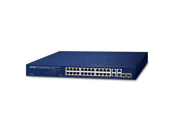 PLANET 24x GE RJ45 PoE+, 2x GE RJ45 2x Gigabit TP/SFP Combo Ethernet Switch