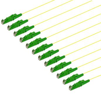 PT-7A2-T9Y-E2A-15-BP Fiberworks AS  Pigtail E2000/APC,12 pack blister, 1,5 m 9/OS2 G.657.A2, 900µm fast kledning, Gul