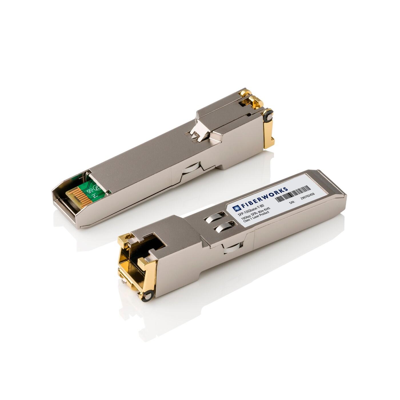 SFP-10Gbase-T-80 Fiberworks AS  SFP+, 10Gbase-T Copper Interface, I-temp RJ45, 80m on Cat6/7