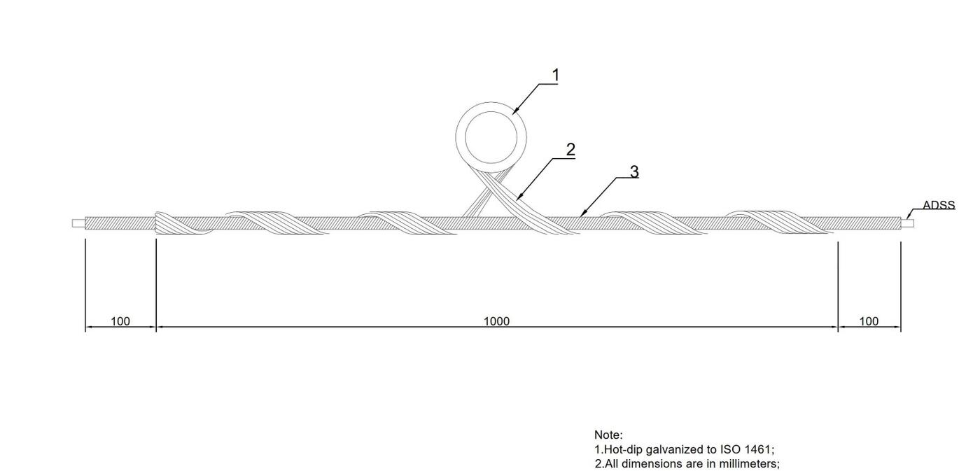 K-ADSS-MFESTE-176 Fiberworks AS AC-0100-1760-2 ADSS Mellomfeste Spiral, ø17,6 ±0,5 mm 2,5kN