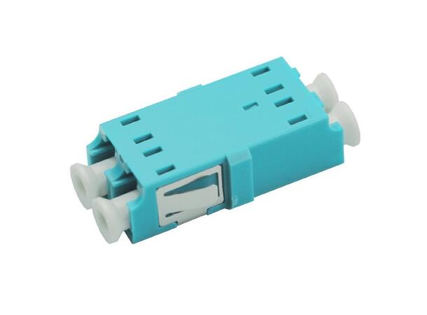 Adapter MM OM3 LC-DPX Aqua Flangeless, metall clip, Zr. sleeve 