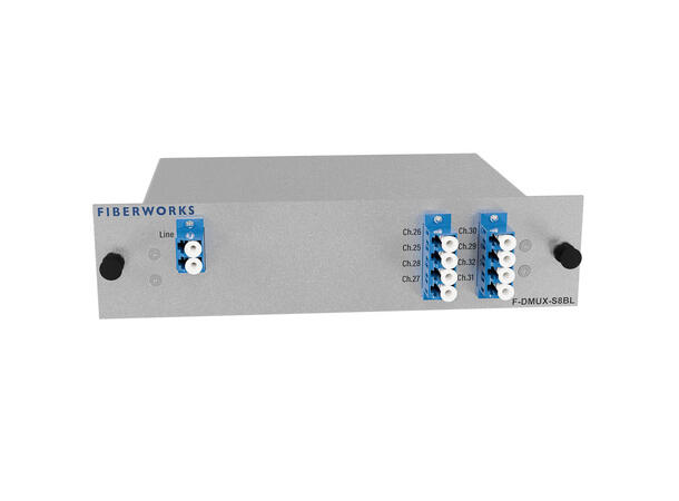Fiberworks 8 ch. DWDM Mux/Demux, Side B C25-C32, 100 GHz, Single fiber, Low loss 