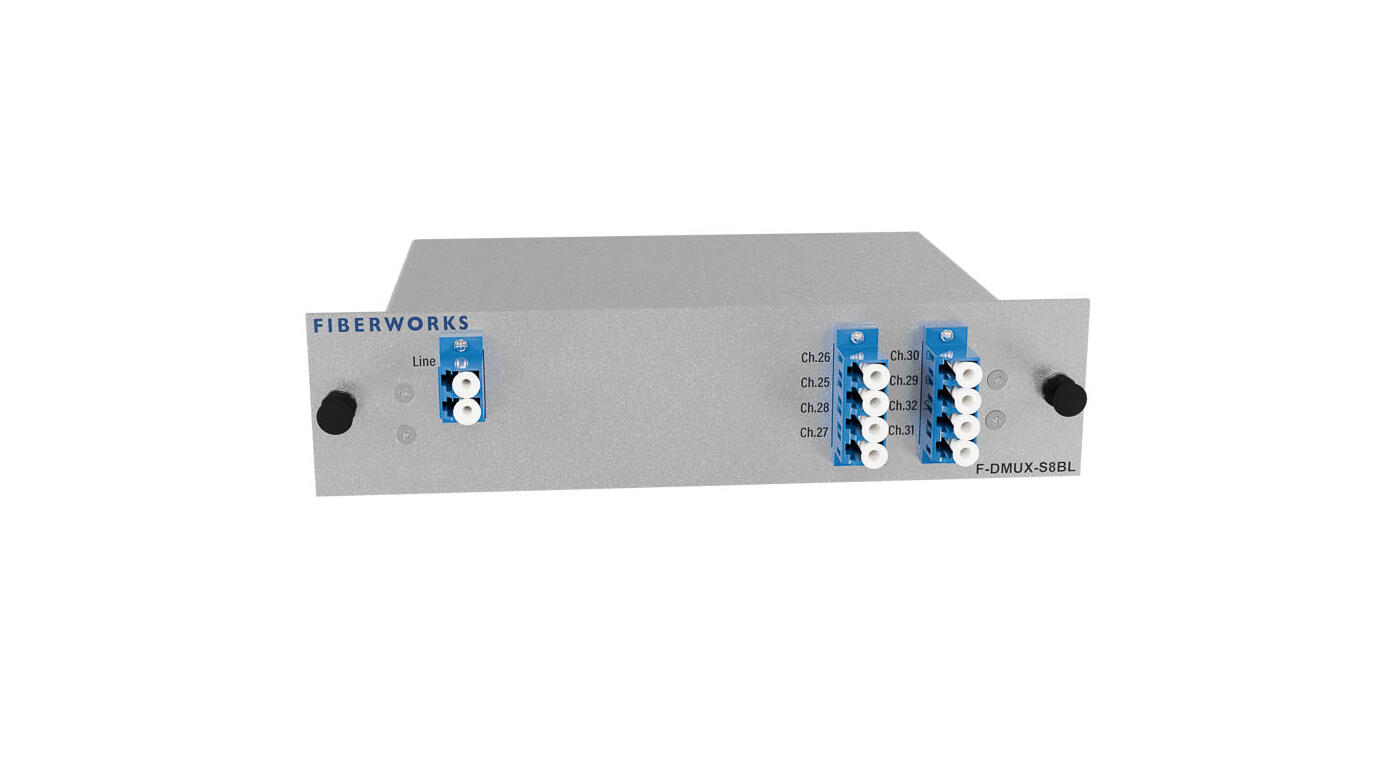 F-DMUX-S8BL-2532-LU Fiberworks AS  Fiberworks 8 ch. DWDM Mux/Demux, Side B C25-C32, 100 GHz, Single fiber, Low loss