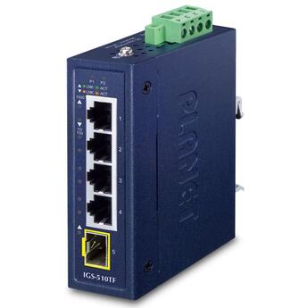 MC-PLANET-IGS-510TF PLANET IGS-510TF IGS-510TF DC IP30 GigEthernet Switch 1x SFP - 4x RJ45, 12-48V DC, ind. temp.