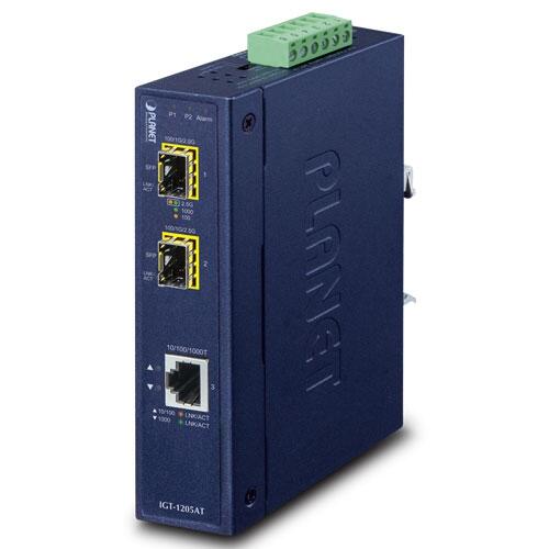 MC-PLANET-IGT-1205AT PLANET IGT-1205AT IGT-1205AT Industrial GigE Media Conv. 1xRJ45, 2x 100/1000 SFP, 12-48V DC