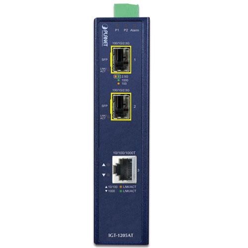 MC-PLANET-IGT-1205AT PLANET IGT-1205AT IGT-1205AT Industrial GigE Media Conv. 1xRJ45, 2x 100/1000 SFP, 12-48V DC