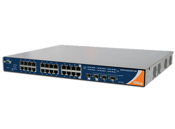 ORing GigE 24x RJ45 + 4x SFP, AC Rackmount Switch, 720W PoE 