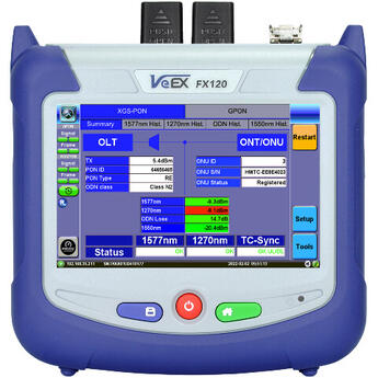 VX-FX120-4WL-RF-WF VeEX  VeEX FX120 XGS-PON/GPON-analysator m/RF 1270/1310//1490/1577 nm, SC/APC