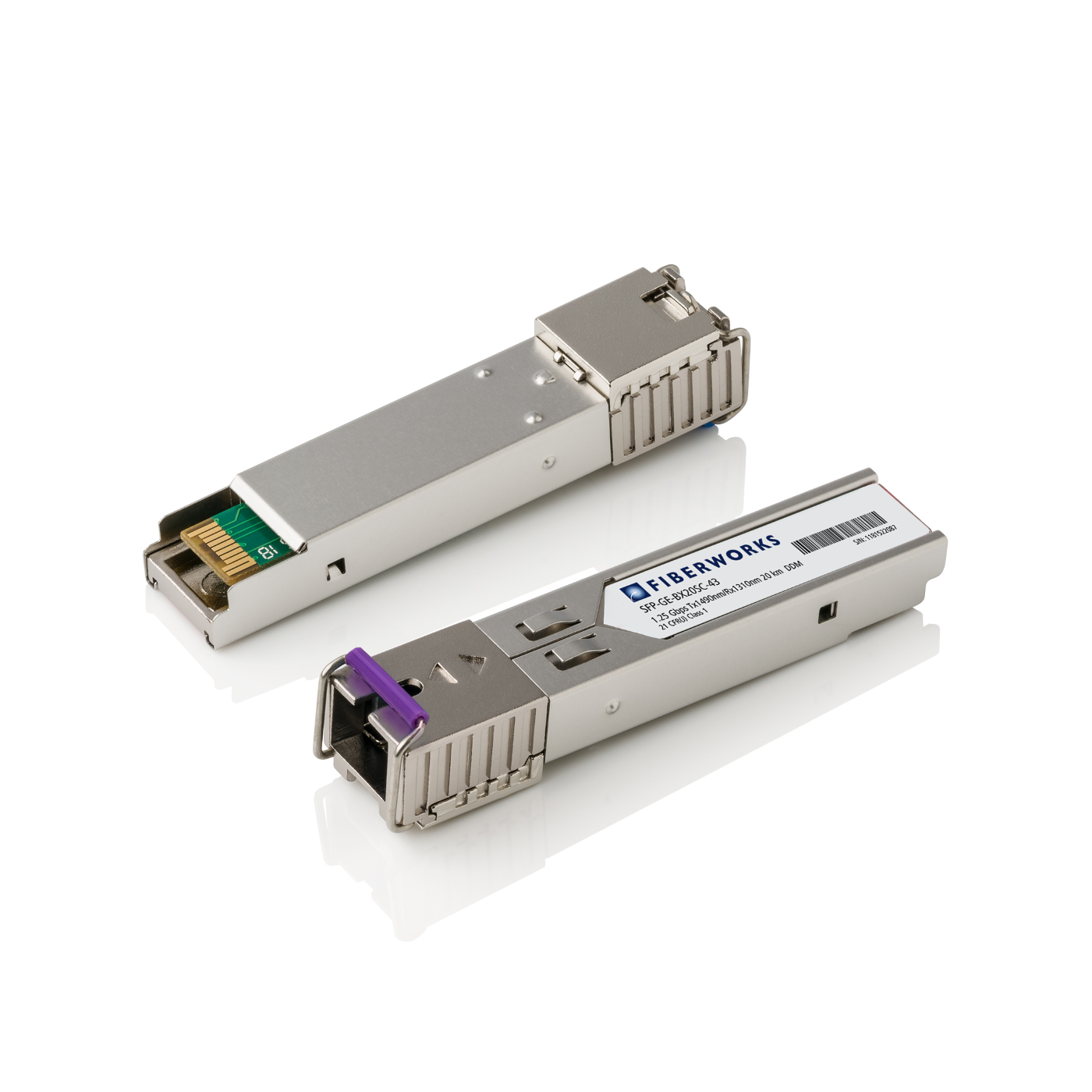 SFP-GE-BX20SC-43 Fiberworks AS  SFP BiDi, 1.25 Gbps GigE, DDM, SM, 20km TX/RX=1490/1310nm, 15dB, SC