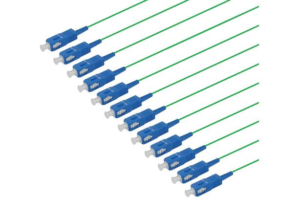 Fiberhale SM SC/UPC 12-pakning, 1,5 m 9/OS2 G.657.A2, 900µm fast kledn. Grønn 