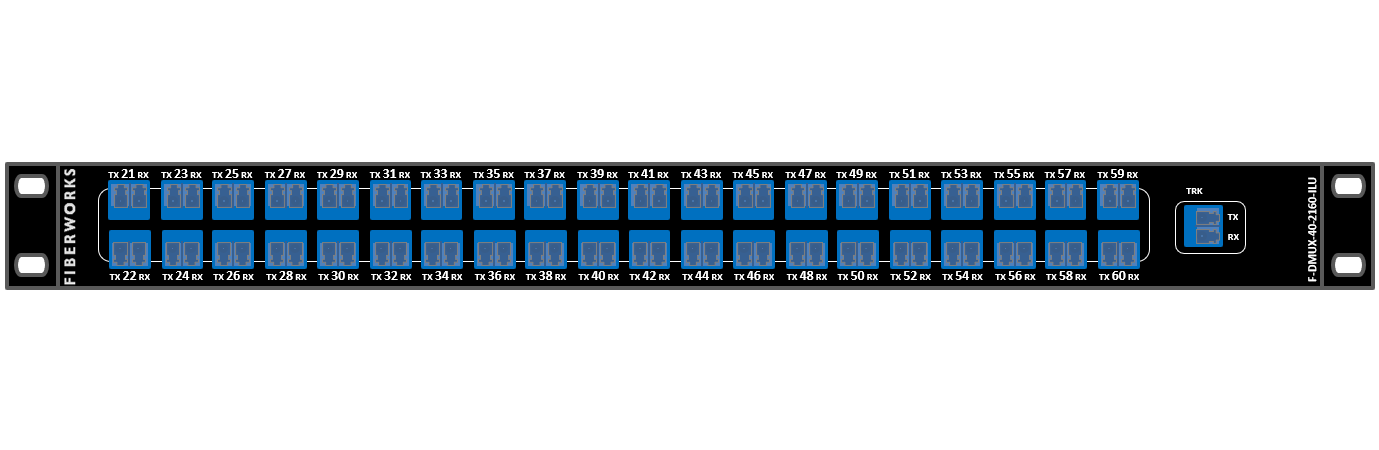 F-DMUX-40-2160-ILU Fiberworks AS  Fiberworks 40ch. Low Loss DWDM Mux+Demux ITU ch.21-60, 100GHz,19&quot; 1RU, LC/UPC
