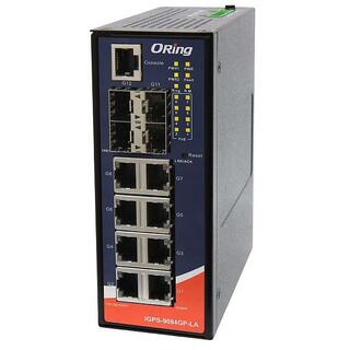 ORing GigE 8x PoE RJ45 + 4x SFP Managed Switch, 56V, Slim