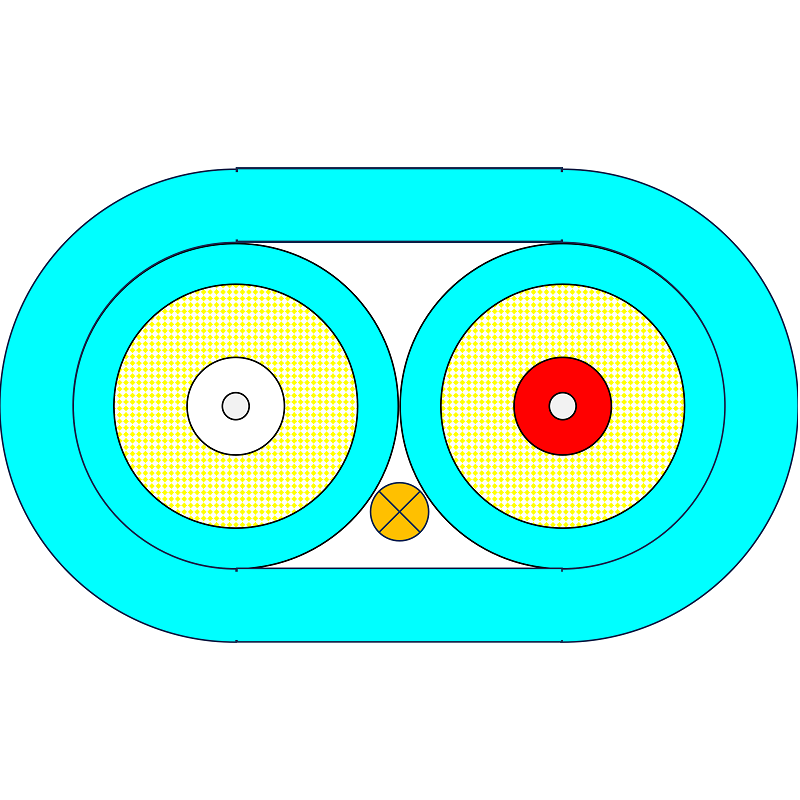 P-OM3-D5T-SCP-SCP-xx Fiberworks AS  Snor MM DPX Forsterket SC/PC-SC/PC xx m 50/OM3 BIF 3x5mm Aqua