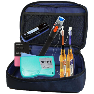 Startkit for fiberoptikk med veske Renseutstyr, effektmeter, VFL og IR-kort