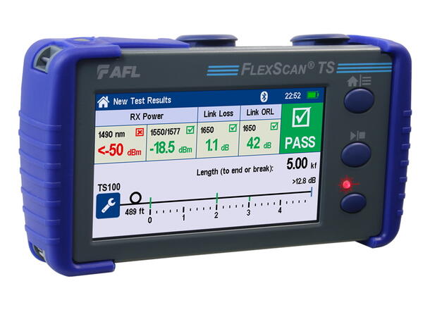 AFL TS100-70 PON-feilsøker, plus kit Effektmåling og OTDR gjennom splitter