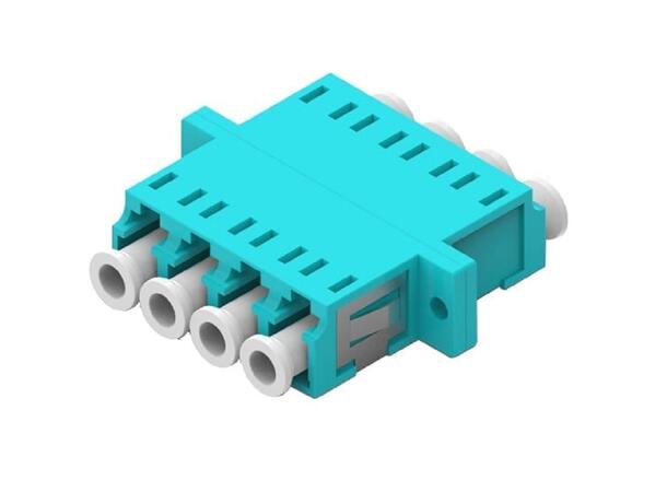 Adapter MM LC-QUAD OM3 Aqua With flange, metal clip, Zr. sleeve 