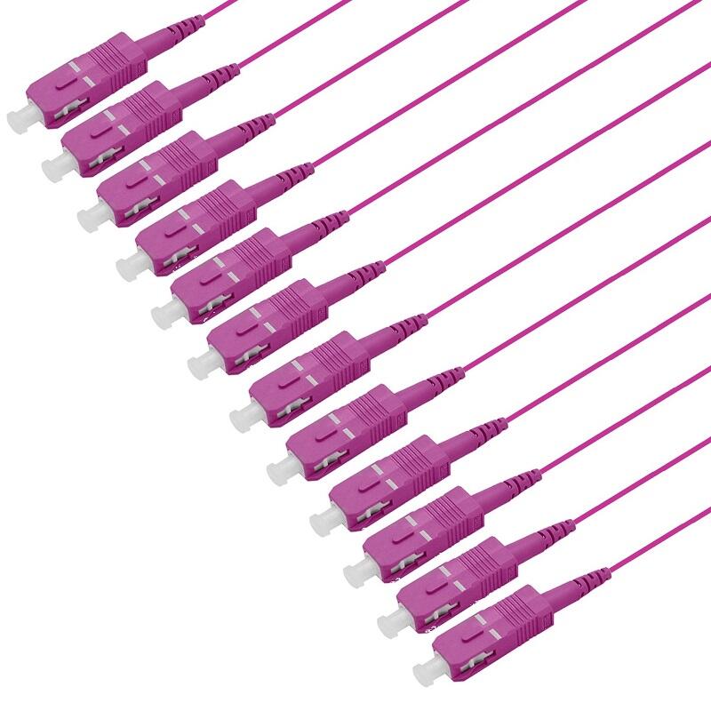 PT-OM4-T9M-SCP-15-BP Fiberworks AS  Pigtail MM SC/PC 12-pack blister 1,5 m 50/OM4 BIF 900µm tight buffer, Magenta