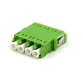 ADA-LCQUADGREEN/FL Fiberworks AS  Adapter SM LC/APC-QUAD Green Flangeless, metall clip, Zr. sleeve