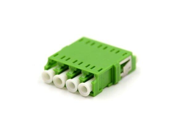 Adapter SM LC/APC-QUAD Green Flangeless, metall clip, Zr. sleeve 