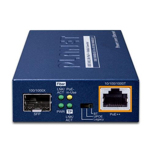 MC-PLANET-GUP-805A-9 PLANET GUP-805A-95W GUP-805A 95W PoE GigE Media Converter RJ45 + SFP Port, 802.3bt PoE++