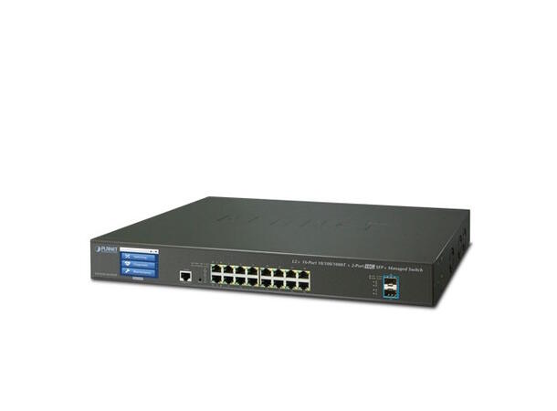PLANET L2+/L4 16x GE RJ45, 2x 10G SFP+ Managed Switch with LCD Touch Screen