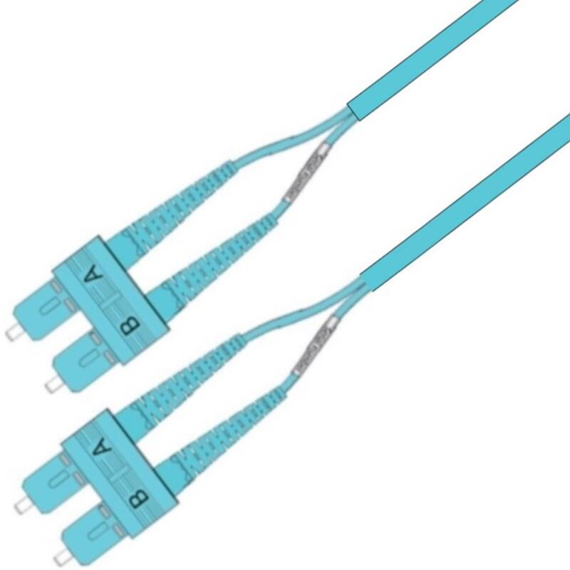 P-OM3-D5T-SCP-SCP-30 Fiberworks AS  Snor MM DPX Forsterk SC/PC-SC/PC 30 m 50/OM3 BIF 3x5mm Aqua