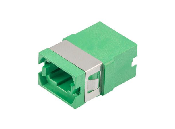 Adapter MPO 12&24F, SM opposed, Grønn Uten flens, metall klips, SC Hullutsnitt 
