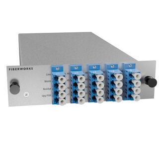Fiberworks 16+1 ch. DWDM Mux/Demux, LGX2 C44-C59, 100GHz, PON &amp; Mon, single fiber